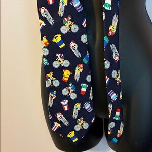 Alynn Neckwear “Bike Race” Silk Navy Necktie Tie Vintage